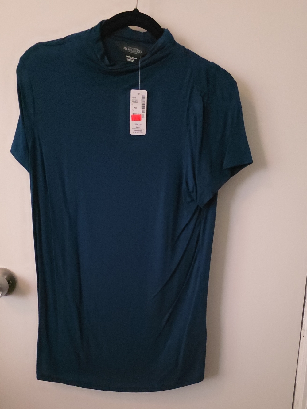 Nic+Zoe Women's Teal Short-Sleeve Mock Neck Tee